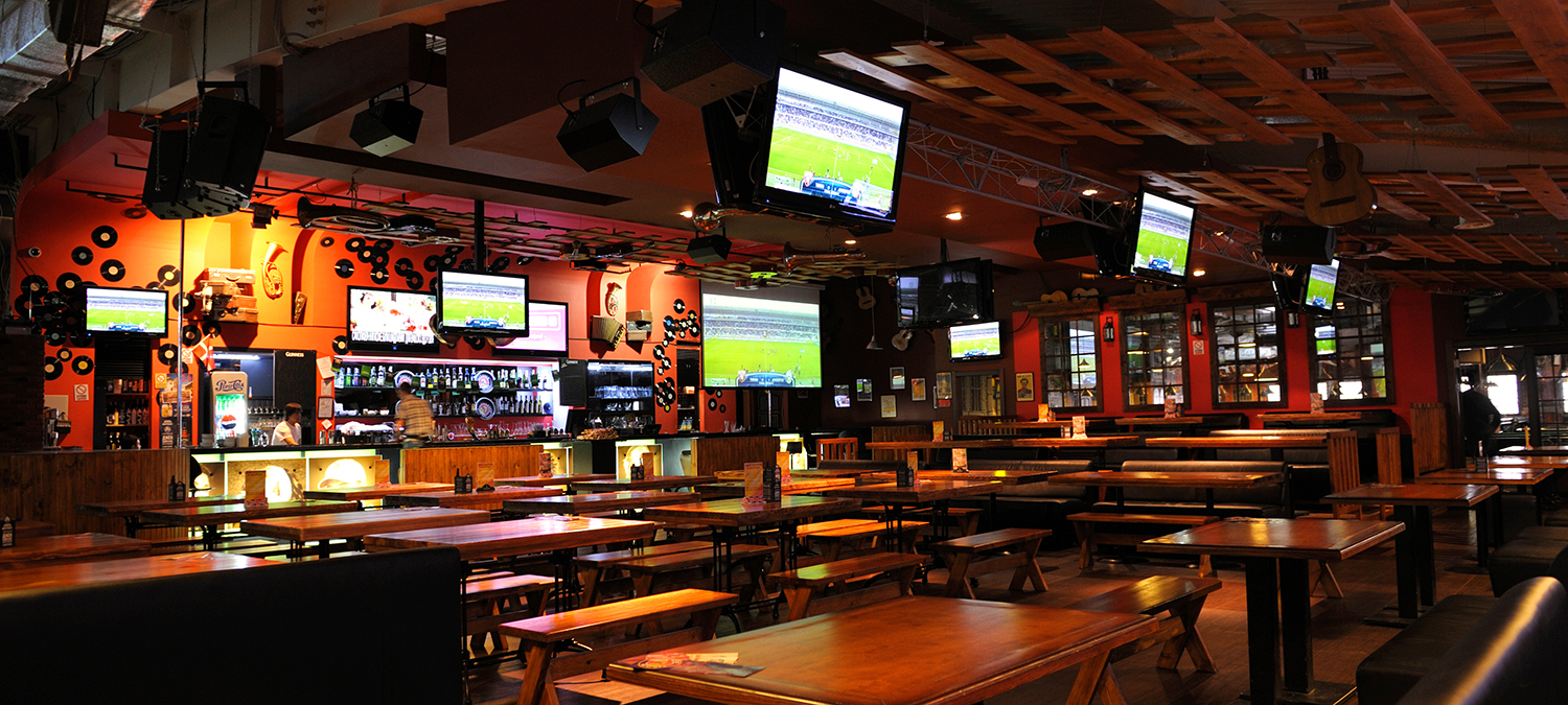 Interior shot of a nicely designed sports bar